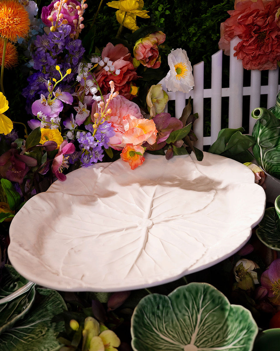 Melamine Cabbage Oval Platter 50cm White