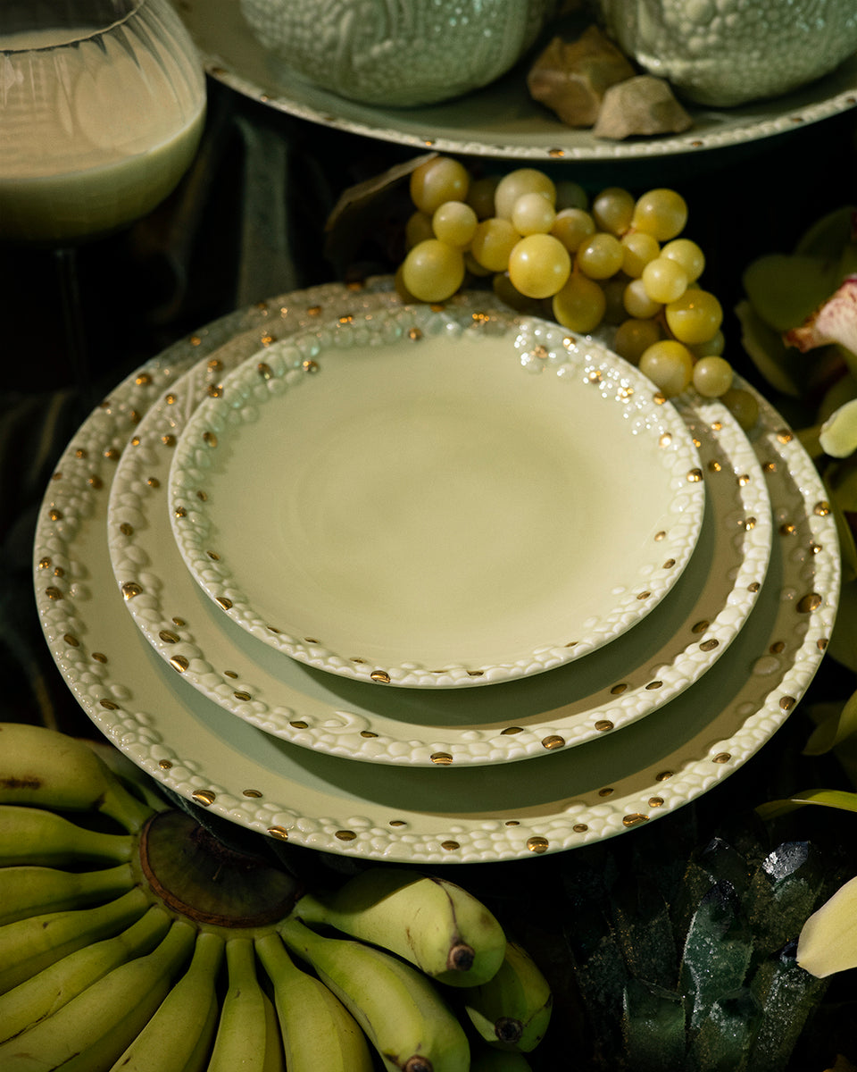 Matcha Dinner Plate Green + Gold Maison de Carine