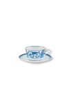 Oscar's Coral Blue Teacup + Saucer