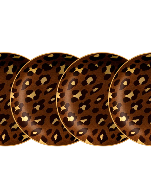 Leopard Canapé Plates, Set of Four