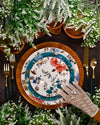 Sprig and Vine Salad + Dessert Plate, Set of Four | Turquoise