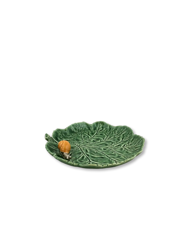 Cabbage Leaf Platter with Snail | Green