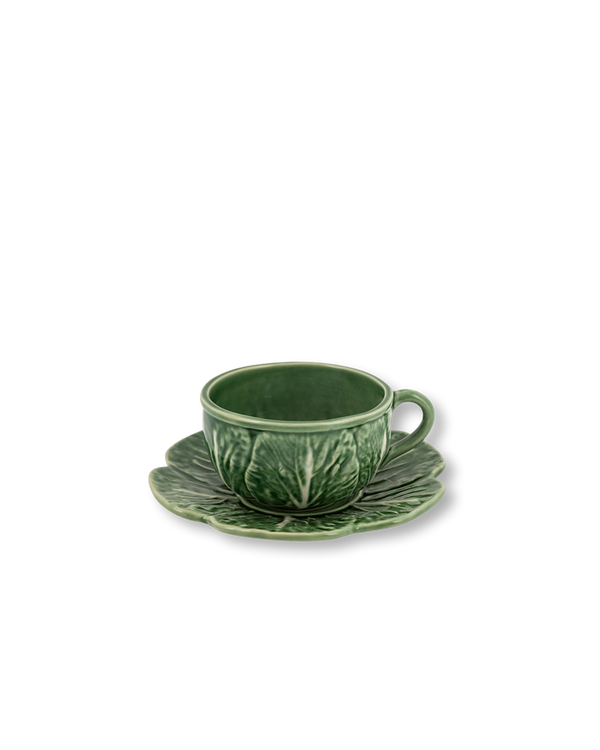 Cabbage Teacup + Saucer | Green