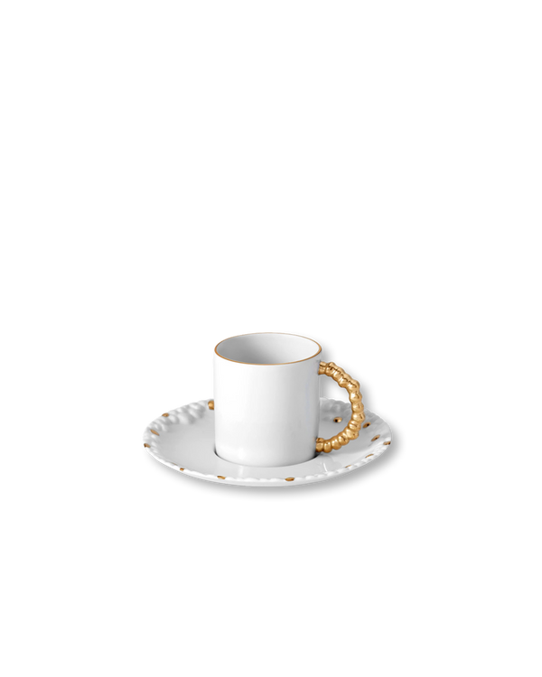 Matcha Espresso Cup + Saucer | White + Gold