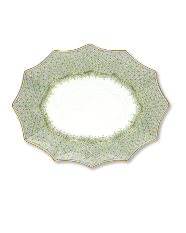 Lace Large Fluted Tray | Apple Green