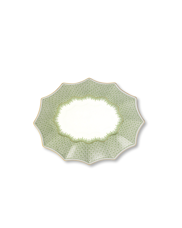 Lace Medium Fluted Tray | Apple Green
