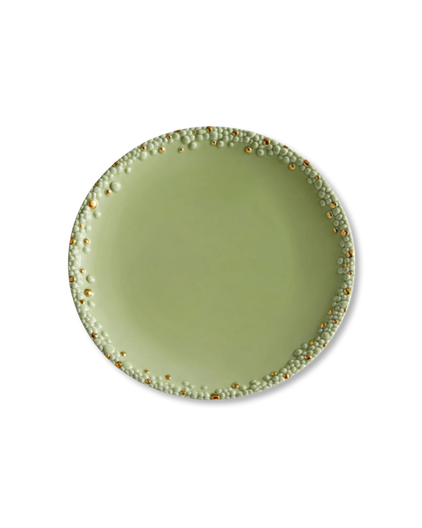 Matcha Dinner Plate | Green + Gold