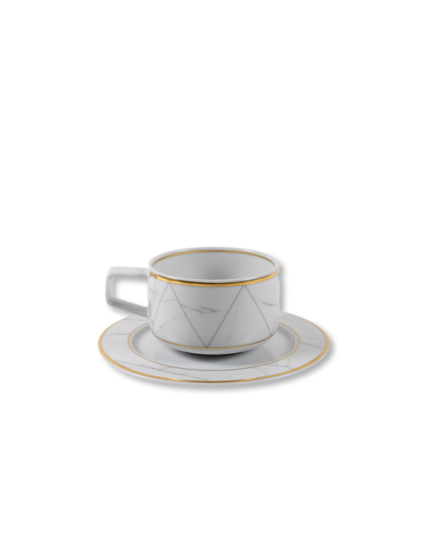Modern Marble Teacup + Saucer