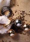 Gold + White Crystals Napkin Ring, Set of Four